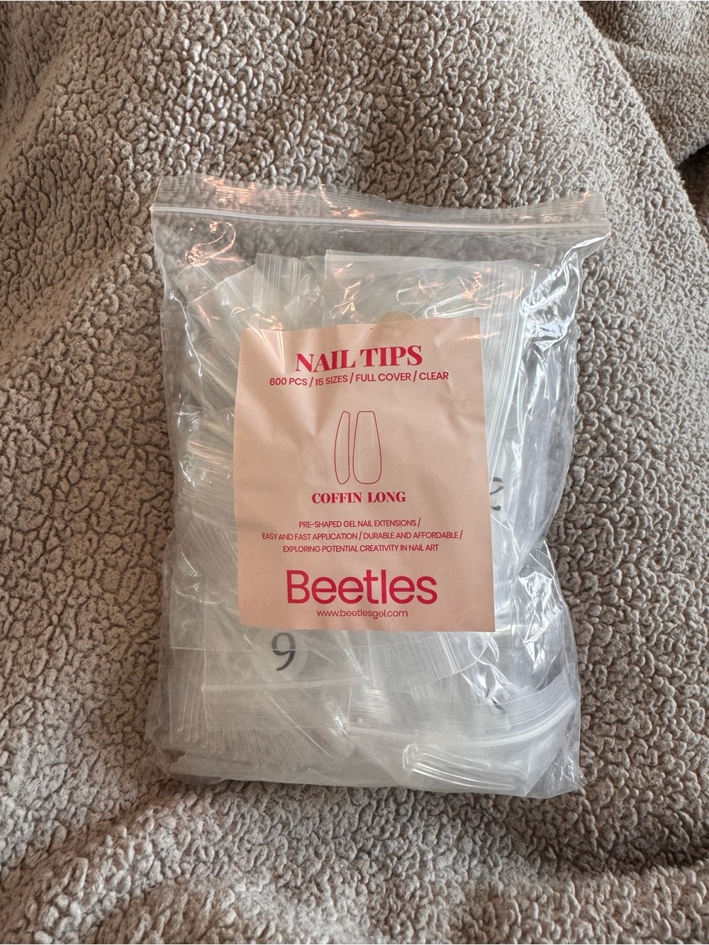 Beetles Clear Coffin Long Nail Tips Pack of 600